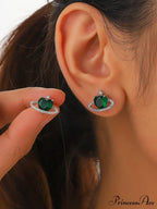 Cubic Zirconia Heart Shaped Stud Earrings