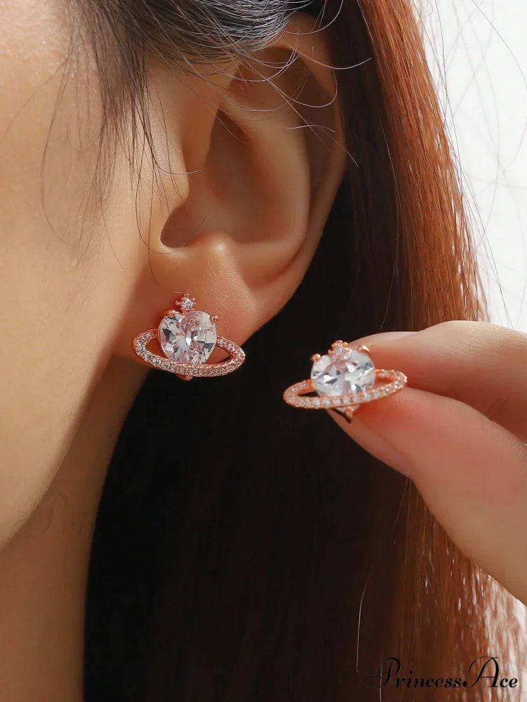 Cubic Zirconia Heart Shaped Stud Earrings