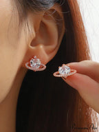 Cubic Zirconia Heart Shaped Stud Earrings