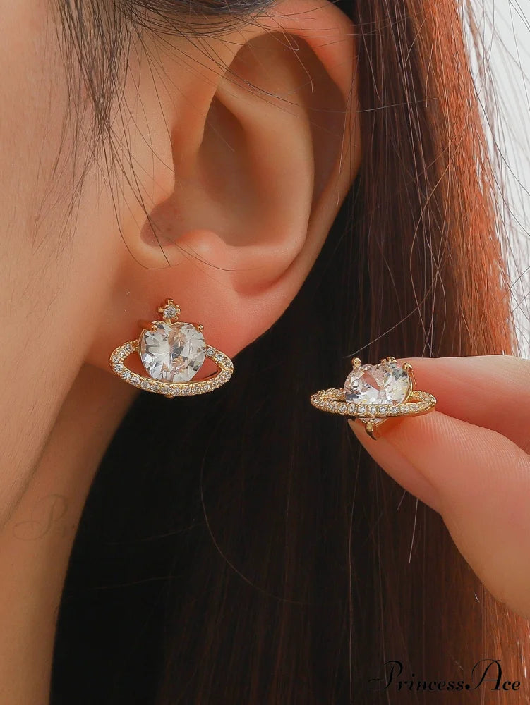 Cubic Zirconia Heart Shaped Stud Earrings