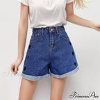 Curled Stitched Denim Short