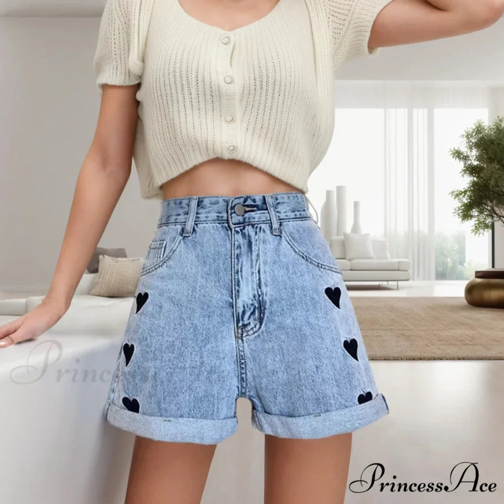 Curled Stitched Denim Short