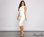 Curves Ahead Sleeveless Charming Ruched Midi Dress