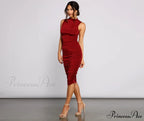 Curves Ahead Sleeveless Charming Ruched Midi Dress