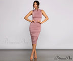 Curves Ahead Sleeveless Charming Ruched Midi Dress