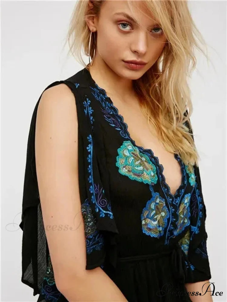 Curvy Size Button Up Chiffon Festive Boho Dress