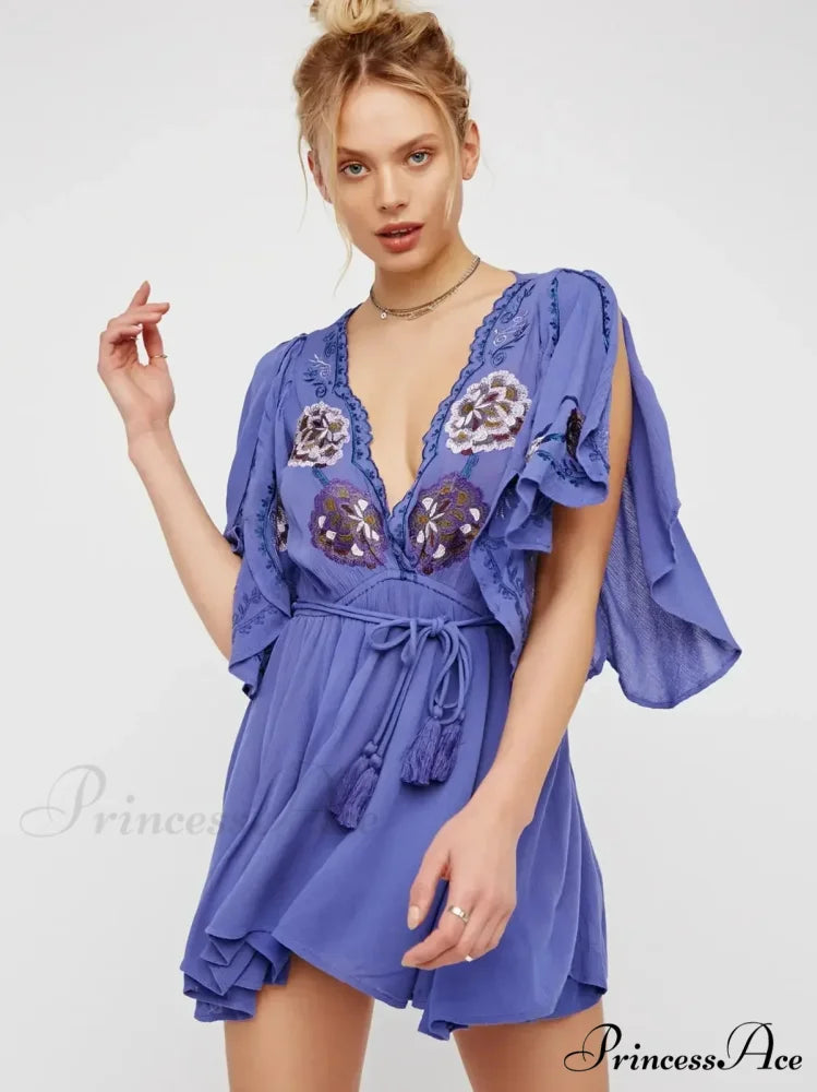 Curvy Size Button Up Chiffon Festive Boho Dress