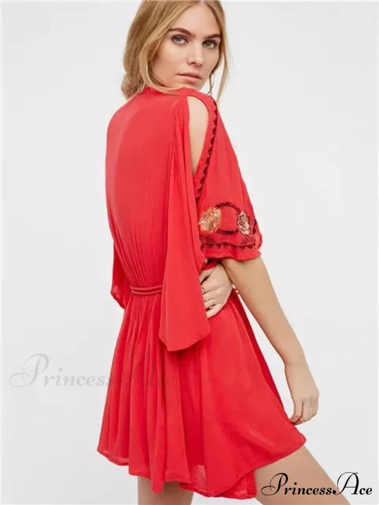 Curvy Size Button Up Chiffon Festive Boho Dress