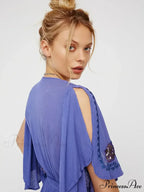 Curvy Size Button Up Chiffon Festive Boho Dress