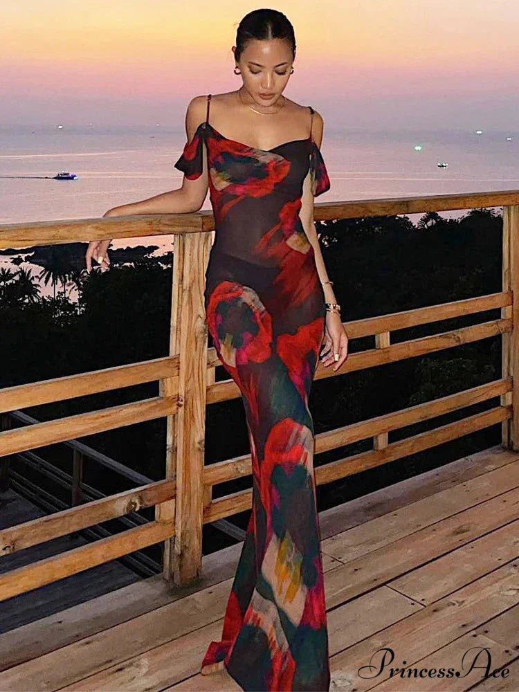 Cut Out Backless Split Maxi Dress