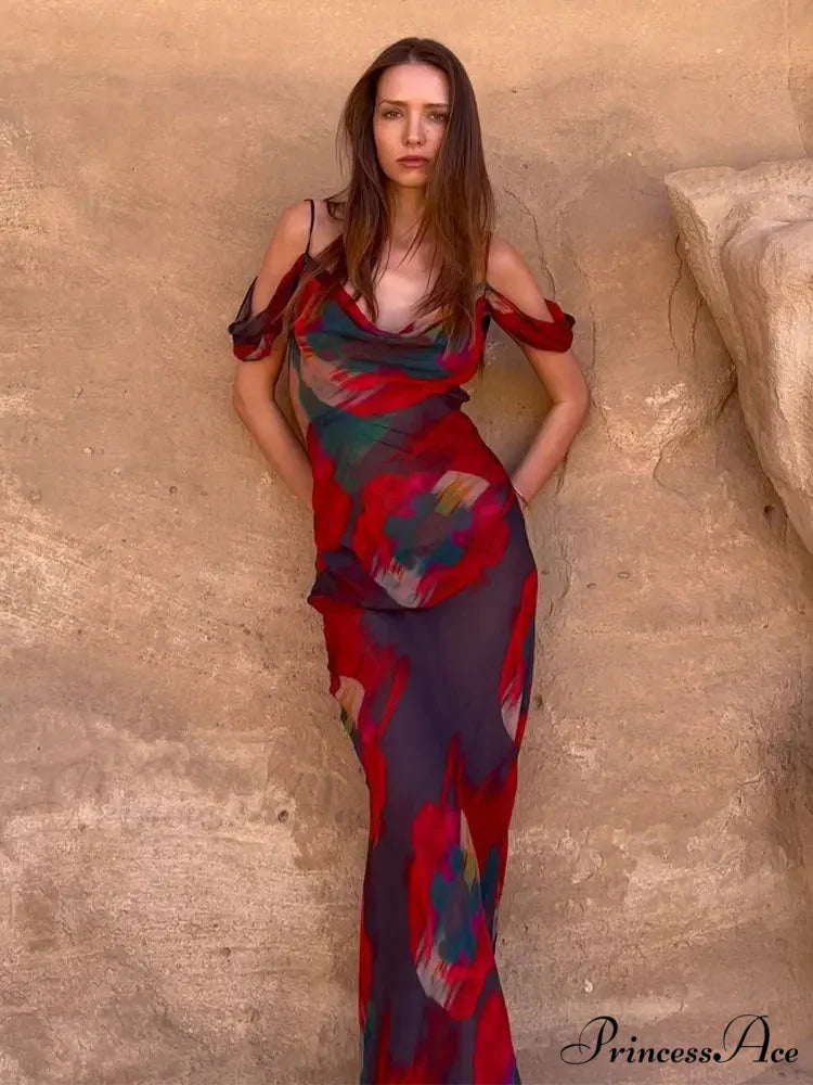 Cut Out Backless Split Maxi Dress