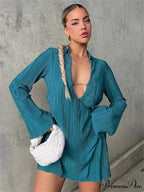 Cut Out Elegant Loose Pleated Mini Dress