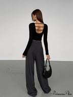 Cut Out Open Back Modern Long Sleeve Crop Top