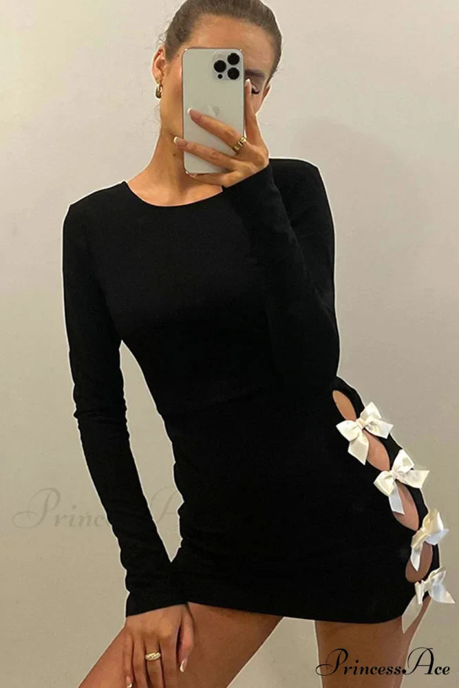 Cut Out Pack Hip Dress with Bow