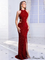 Cut-Out Sequined Party Dress