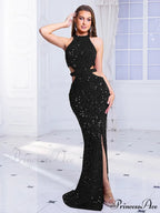 Cut-Out Sequined Party Dress