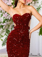 Cut Out Strapless Sequin Party Dress