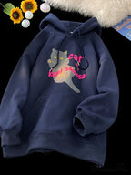 Cute Anime Feline Graphic Vintage Hoodie