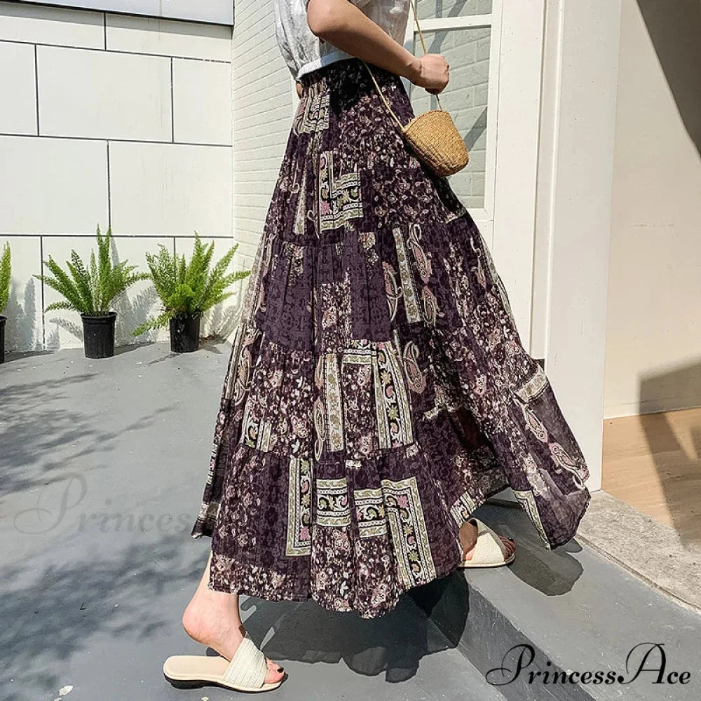 Cute Chiffon Patchwork Floral Tea Time Skirt