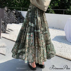 Cute Chiffon Patchwork Floral Tea Time Skirt