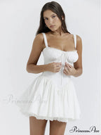 Cute Elegant Italian Noodle Strap Lace Up Red Christmas Party Dress