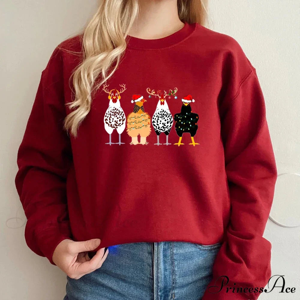 Cute Funny Chickens Animal Farmer Country Christmas Hoodie