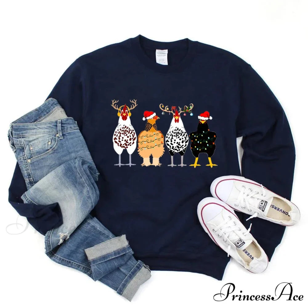 Cute Funny Chickens Animal Farmer Country Christmas Hoodie
