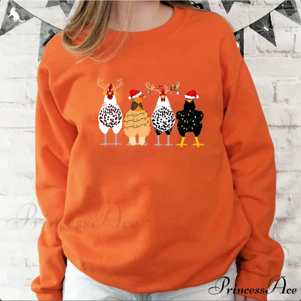 Cute Funny Chickens Animal Farmer Country Christmas Hoodie