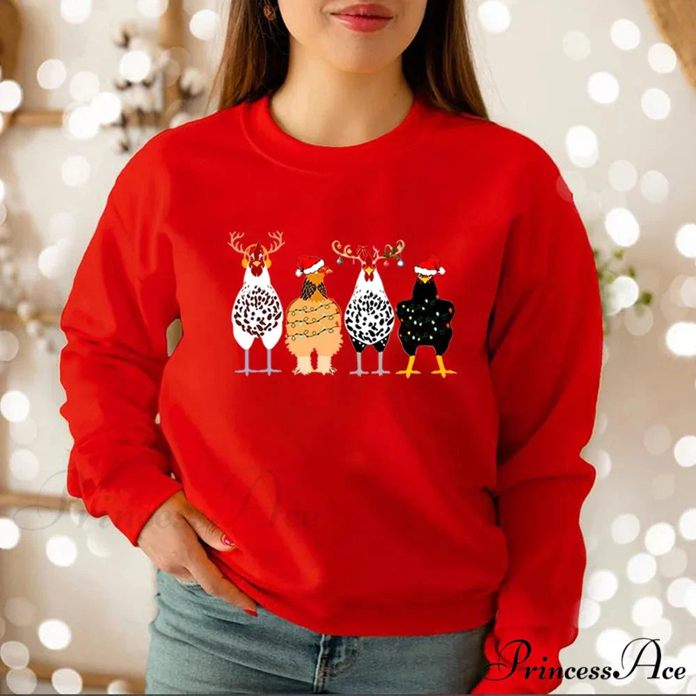 Cute Funny Chickens Animal Farmer Country Christmas Hoodie