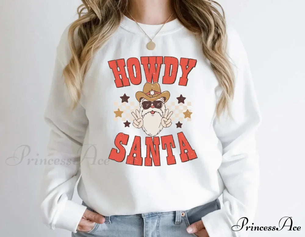 Cute Howdy Santa Fashion Vintage Party Girl Christmas Hoodie