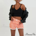 Cute Lace Hem Plaid Bloomer Short