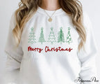Cute Literary Pencil Drawing Marry Christmas Slogan Girl Christmas Hoodie