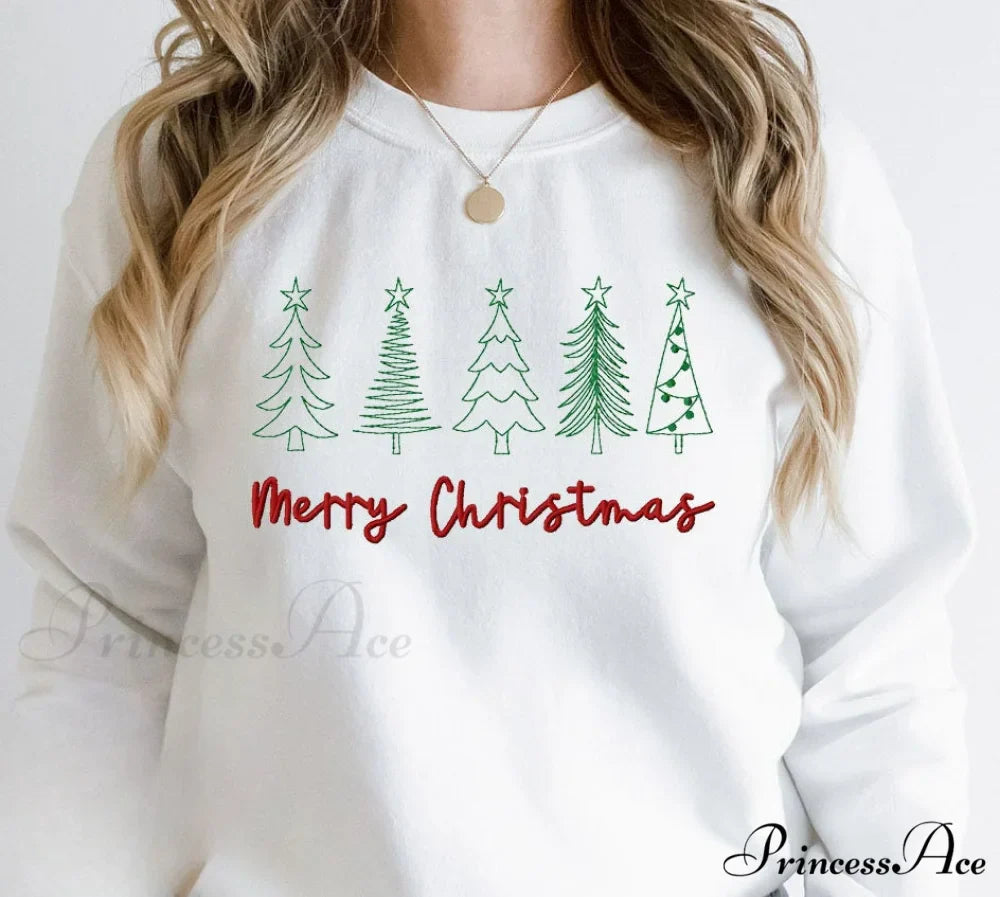 Cute Literary Pencil Drawing Marry Christmas Slogan Girl Christmas Hoodie