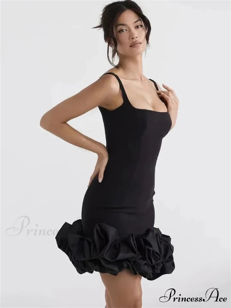 Cute Rose Ruffles Mini Party Dress