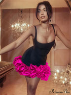 Cute Rose Ruffles Mini Party Dress