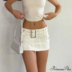 Cute Sash Waist Denim Skirt