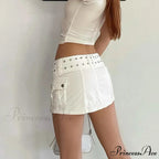 Cute Sash Waist Denim Skirt