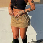 Cute Sash Waist Denim Skirt