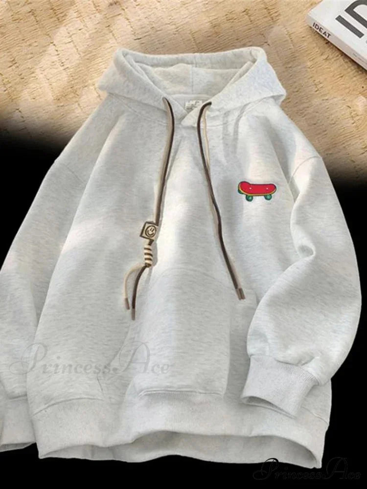 Cute Skateboard Graphic Cotton Fleece Hoodie