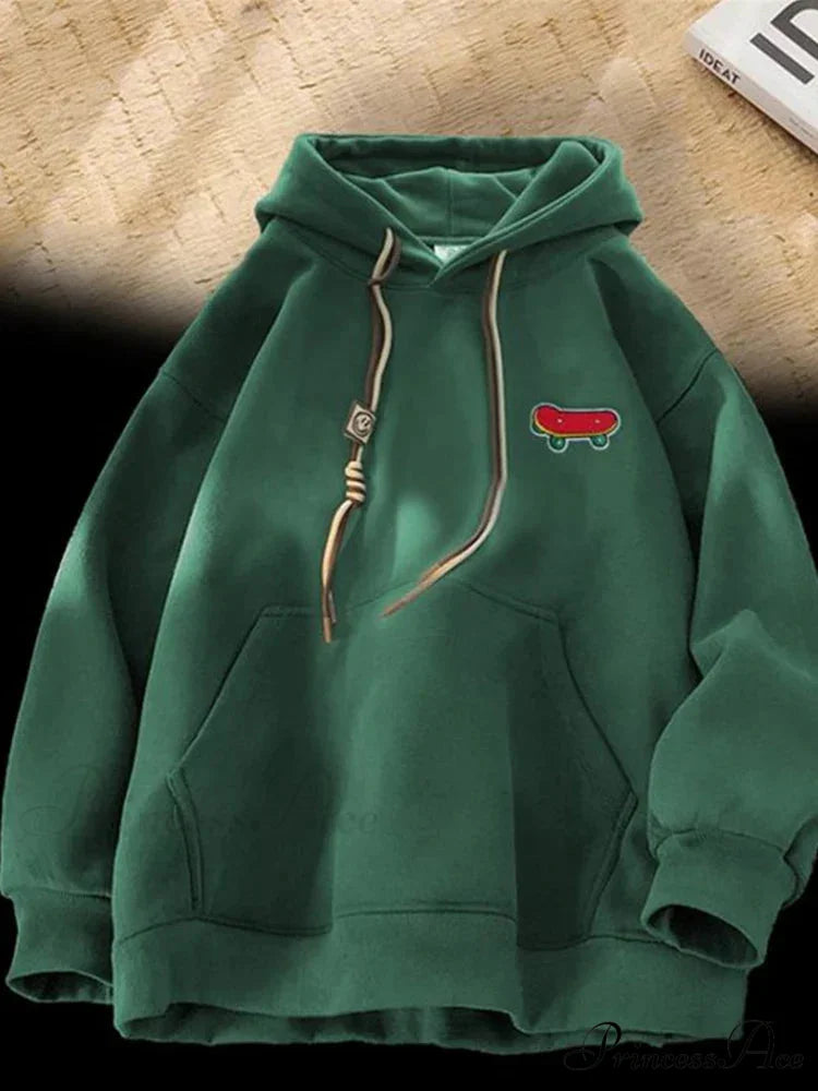 Cute Skateboard Graphic Cotton Fleece Hoodie