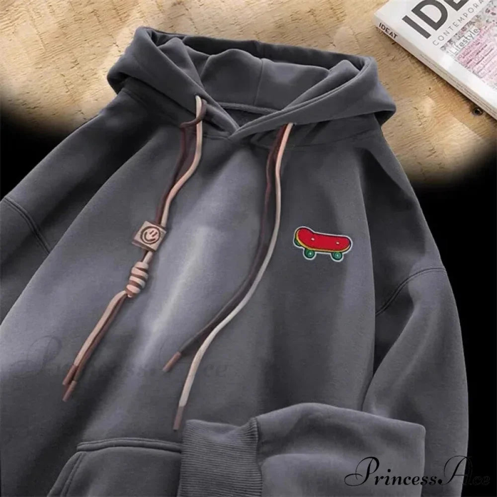Cute Skateboard Graphic Cotton Fleece Hoodie