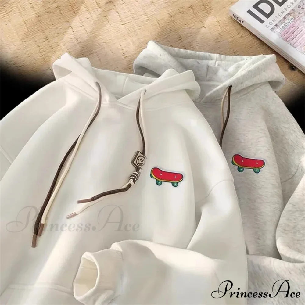 Cute Skateboard Graphic Cotton Fleece Hoodie