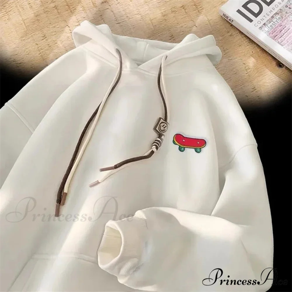 Cute Skateboard Graphic Cotton Fleece Hoodie