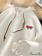 Cute Skateboard Graphic Cotton Fleece Hoodie