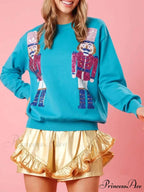 Cute Ugly Sequin Graphic Nutcracker Holiday Christmas Hoodie