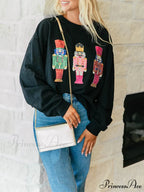 Cute Ugly Sequin Graphic Nutcracker Holiday Christmas Hoodie