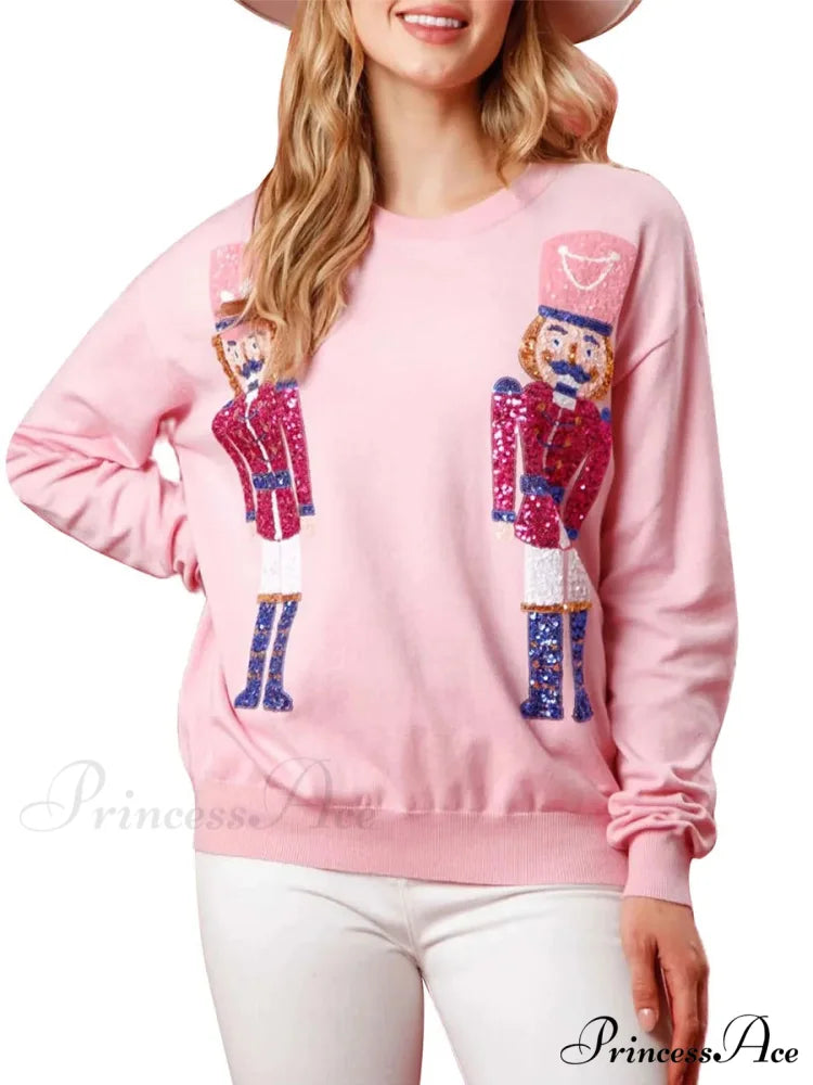 Cute Ugly Sequin Graphic Nutcracker Holiday Christmas Hoodie