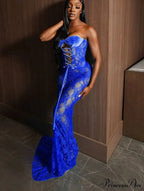 Cutenew Lace Patchwork Maxi Party Dress