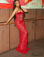 Cutenew Lace Patchwork Maxi Party Dress