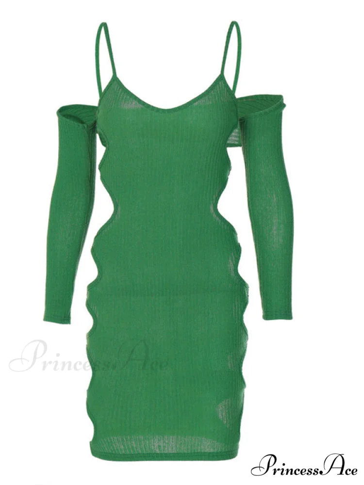 Cutout Knit Long Trendy Sleeve Crop Top